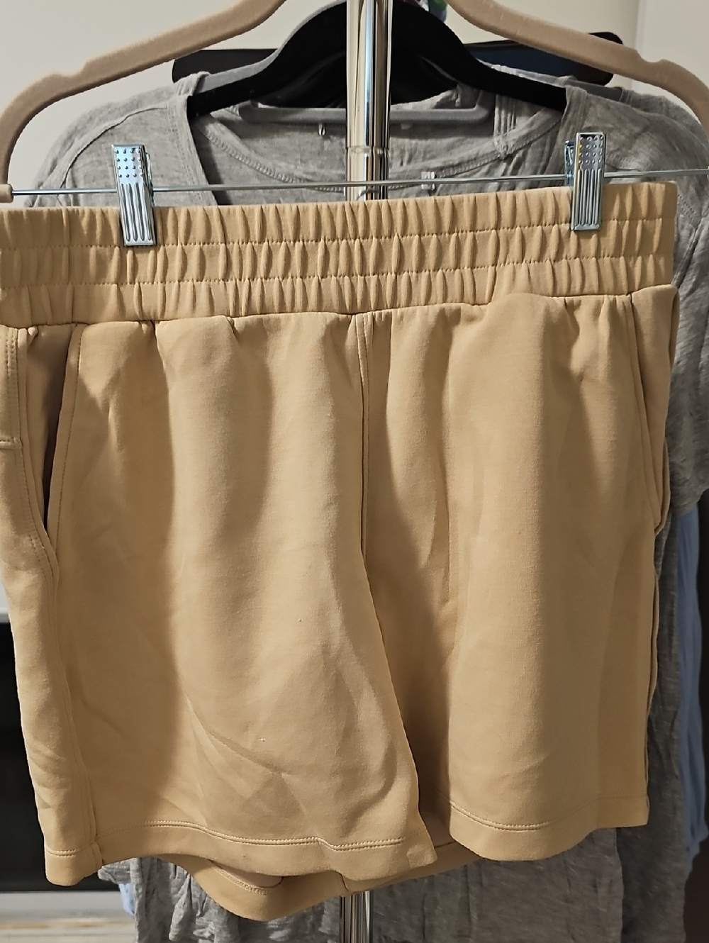 Mondetta Women's Elastic-Waist Athletic Shorts in Tan